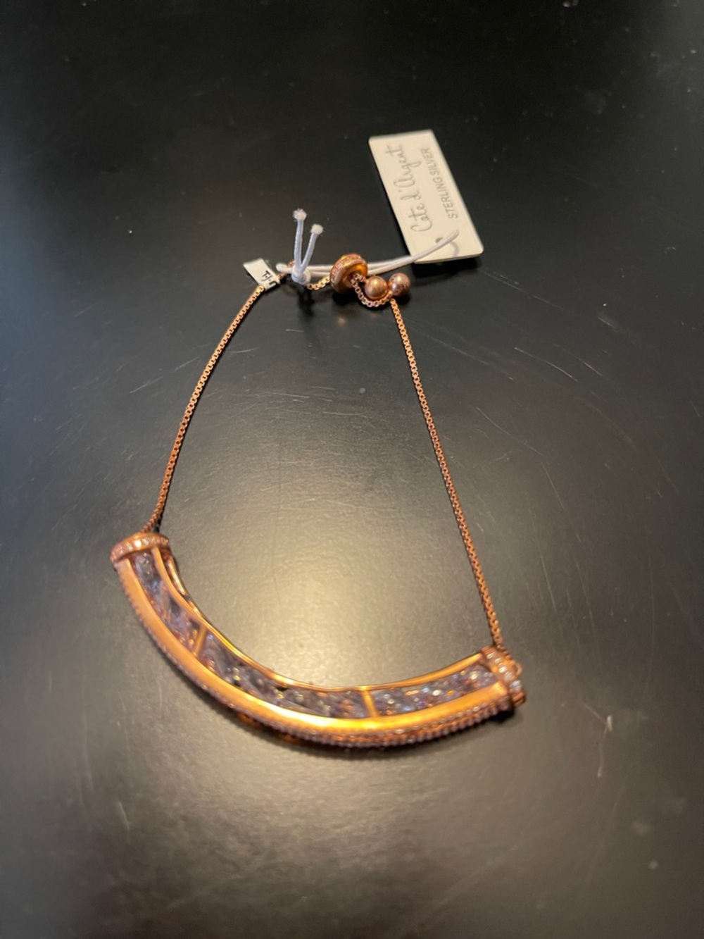Rose Gold Bar bracelet with clear Inlay